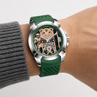 Reloj Deportivo para Hombre de 44 mm con Correa de Silicona, Cristal Reforzado con Minerales, Esfera Luminosa, Resistente al Agua, Diseño Hueco de Cuarzo