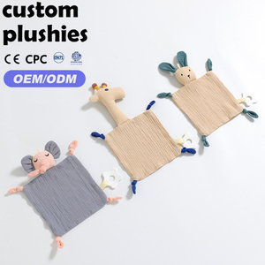 Couverture en peluche de sécurité pour bébé en coton mousseline <span class=keywords><strong>avec</strong></span> anneau de dentition, vente en gros, pour promotion - Product Image 2