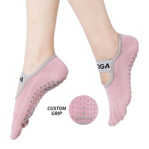 Calcetines de Yoga Deportivos para Mujer con Cinco Dedos y Logotipo Personalizado, Calcetines de Pilates Cómodos de Algodón - Product Image 1