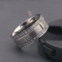 POYA cincin pernikahan Model baru, cincin pernikahan Titanium Inlay batu CZ perak 6/8MM