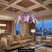 Lustre en verre multicolore personnalisé en gros, lampe suspendue LED décorative moderne pour hôtel, villa, projet
