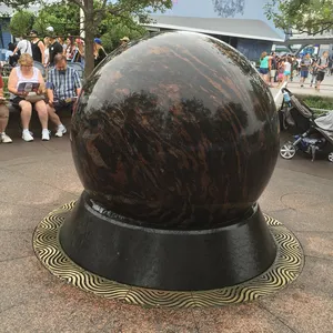 Высококачественный дешевый натуральный черный камень фэншуй шар фонтан вращающийся гранитный шар фонтан
