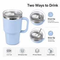 Taza de Café de Acero Inoxidable con Aislamiento al Vacío, con Asa, Tapa y Pajita, Vaso de Viaje para Bebidas Frías y Calientes, con Logotipo Personalizado