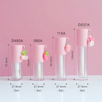Tube de brillant à lèvres rose 5 ml avec porte-clés mignon, tubes de brillant à lèvres vides, emballage rond transparent, flacon épais pour rouge à lèvres