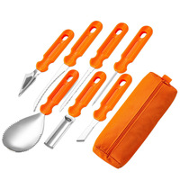 7-delige roestvrijstalen pompoen snijset DIY Halloween gereedschap pompoen handsnijmes