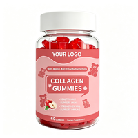 Compléments alimentaires en gommes de collagène hydrolysé pour adultes, marque privée OEM, pour cheveux, peau et ongles, avec biotine, multivitamines, éclaircissant pour la peau, végétalien