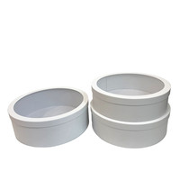Boîte ronde extra large en carton, ensemble de boîtes cadeaux rondes avec 3 couvercles transparents en PVC, boîte à fleurs et emballage pour seau à fleurs