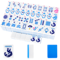 Ensemble de jeu de Mahjong américain automatique de luxe moderne en cristal de 166 pièces avec tuiles gravées, plateau bleu, sac de transport/dés/jetons