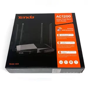 Engels Pakket Tenda AC6 AC1200 Smart Wireless Routers 1200Mbps Dual Band Router Thuis Sterk Signaal Thuisgebruik Goedkope Wifi router