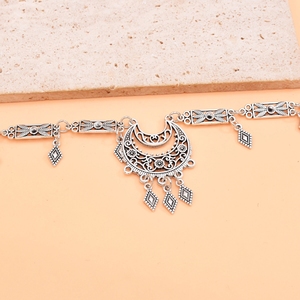 Maang <strong>Tikka</strong> Headband Bohemian Ethnic Retro Silver Carved Flower Tassel <strong>Headpiece</strong> - Product Image 5