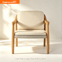 Ensemble de meubles de loisirs en teck massif toutes saisons, chaise longue enroulée de corde avec table d'appoint en teck à trois pieds pour jardin, hôtel ou complexe hôtelier