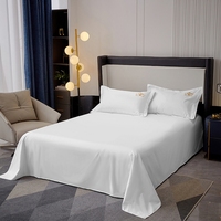 Ensemble de housse de couette brodé de luxe 4 pièces 400tc draps et taies d'oreiller en coton blanc taille Queen pour la maison ou l'hôtel