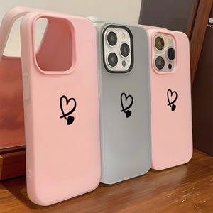 Coque de téléphone minimaliste au design cœur, compatible avec iPhone 17 Pro Max, protection intégrale pour iPhone 16 Pro, 14/15 - Product Image 2