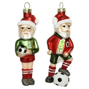 Soccer Ornaments - Santa Football Player Blown Glass Christmas Ornaments Eco-friendly