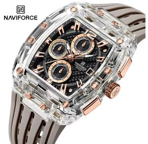 NAVIFORCE 7105 nf7105 Montres-bracelets de sport en silicone avec aiguilles lumineuses Business Montres carrées uniques pour hommes avec grand cadran - Product Image 1