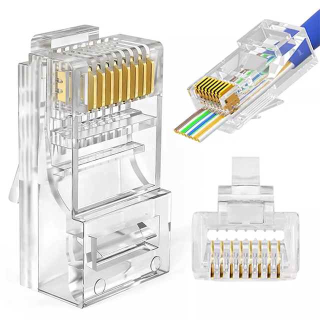 Cat 6 Ethernet Cable Conector RJ 45 Utp Plug Pass Through Pass Through RJ45 Connector CAT6