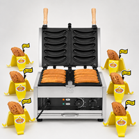 Máquina Comercial para Hacer Waffles de Plátano, a Gas o Eléctrica (220V 2kW), de Acero Inoxidable Antiadherente, para Tiendas de Snacks