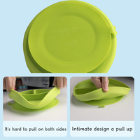 Logo personnalisé Fournitures pour bébé Plat divisé en silicone à succion Ensemble d'alimentation pour bébé Assiette en silicone pour tout-petits avec couvercle