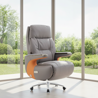 Chaise de bureau de direction confortable, moderne et luxueuse à dossier haut, en cuir véritable, avec base pivotante réglable électriquement pour le bureau à domicile