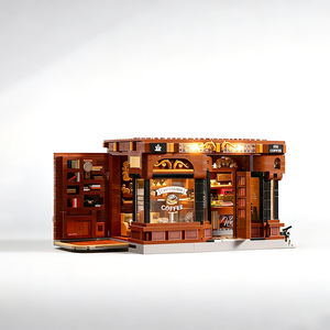 JD131 Bloques de Construcción de Café de Estilo Americano-Iluminación Acogedora y Detalles Ricos Kit de Modelo de Escena de Cafetería Regalo de Cumpleaños Creativo - Product Image 1
