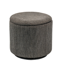 Elegante Taburete de Almacenamiento Gris, Reposapiés Redondo con Funda Extraíble, Caja de Almacenamiento Oculta, Silla de Maquillaje, Mueble para el Hogar