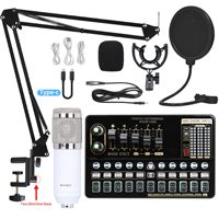 BM 800 Microphone à condensateur Bundle Microphone de Studio professionnel Kit de carte son en direct pour l'enregistrement sur ordinateur Podcast
