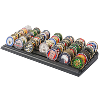 Porte-monnaie en bois massif à 6 rangées, porte-monnaie en bois massif, présentoir de pièces de collection de l'armée, présentoir de défi militaire en bois