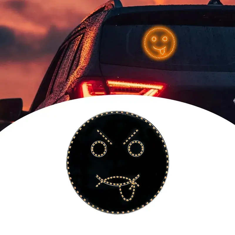 Luz de emoticono divertida para coche con sonrisa en la ventana trasera, lámpara de advertencia multifunción, luz LED intermitente con emoticono