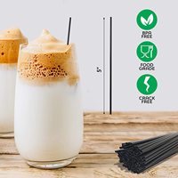 Bâtonnets à boisson jetables écologiques en papier noir – Réutilisables pour cocktails de fête, boissons de restaurant (longueur 197 mm)