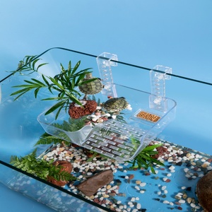 Acrílico Transparente Ajustável Turtle Basking Platform Turtle Dock Ramp com Ventosas Ideal para Acessórios Tanque Tartaruga - Product Image 6