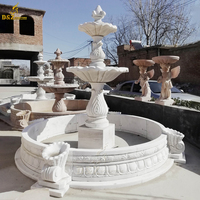 Fontaine d'eau en marbre blanc sculpté sur mesure pour jardin extérieur, décoration publique, grande taille, 3 niveaux