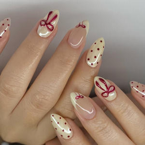 Uñas Postizas de Alta Calidad con Diseño de Corazón <span class=keywords><strong>Rosa</strong></span> y Blanco, Uñas Artificiales Lindas y Dulces - Product Image 3