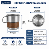 Tasse à café portable en acier inoxydable 304 à paroi simple, 10 oz, pour voiture, camping, voyage, extérieur, bière glacée, logo personnalisé