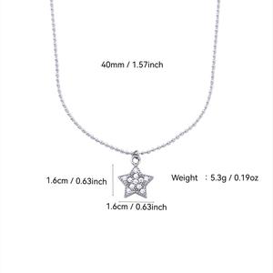 Collar de Moda para Mujer con Colgante de Estrella de Micro Diamantes y Cadena de Clavícula con Diamantes de Imitación, Joyería de Moda de Acero Titanio - Product Image 5