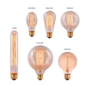 New Arrival Dimmable 40w 60w Warm Light Spiral Carbon Tubular E27 Edison Led Light Bulbs Clear Led Filament Bulb