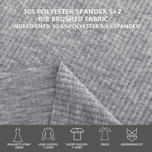 30S Polyester Spandex 5x2 Vertical Rib Brushed Knit Fabric 165cm Width 230gsm Stretch For Cardigans T Shirts Undershirts - Product Image 4