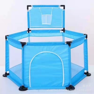 Baby Playpen Blue Fabric Indoor Safety Fence With Basketball Hoop For Infant Toddler Crawling And Walking - Product Image 5