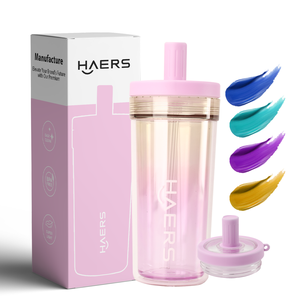 Haers Chất lượng cao cấp hai lớp Tritan cốc chai nước với rơm cho người lớn trẻ em 500ml BPA free - Product Image 2