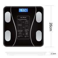 Báscula Digital Inteligente de Vidrio Templado con Capacidad de 180 kg, Báscula Digital Familiar para Baño con Esquinas Redondeadas