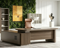 Ensemble bureau et chaise de direction, bureau rectangulaire, table d'appoint, classeur, style moderne et épuré, pour PDG et managers, bureau léger