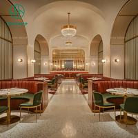 Meubles de restaurant, table et chaises de café, sièges de banquette en pierre frittée ronde de luxe, en cuir, pour hôtel, café
