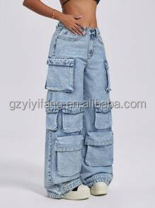 Jeans <span class=keywords><strong>baggy</strong></span> vintage pour femmes, <span class=keywords><strong>pantalon</strong></span> de travail à fermeture éclair personnalisée des années 90, taille plus pour femmes - Product Image 5
