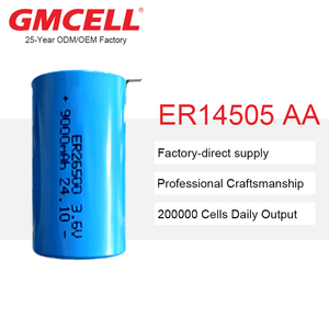 Batterie LiSOCl2 ER26500 avec plaquettes de soudure, fabrication OEM, modèles ER14505, ER14250, E17505, ER34615, ER18505M - Product Image 1
