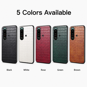 Coque sans fil de luxe Denior en similicuir croco avec protection intégrale 360° pour téléphones mobiles SONY Xperia 1, 5 et 10 Series - Product Image 6