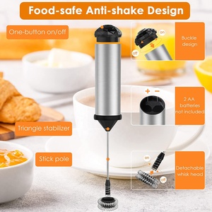 Melkopschuimer Handheld Battery Operated Schuim <span class=keywords><strong>Maker</strong></span> Met Dubbele Gardes Cover Stand Verstelbare Mini Rvs Elektrische Garde - Product Image 2