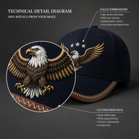 Casquette de baseball 6 panneaux, chapeau de golf, patch brodé, logo PVC, broderie 3D, délavée à l'acide, effet vieilli, imperméable, respirante, pour événements