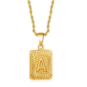 Collier en acier inoxydable plaqué or 18 ct étanche A-Z 26 lettres Initial pour femmes filles pendentif tour de cou fournisseur de bijoux - Product Image 5