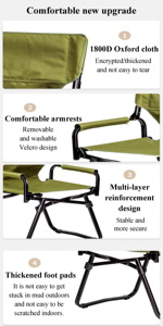 Silla Plegable Portátil para Exteriores, Camping, Picnic, Pesca, Dibujo Artístico, Silla de Director, Silla de Playa Oxford 1800D, Silla Lounge - Product Image 4