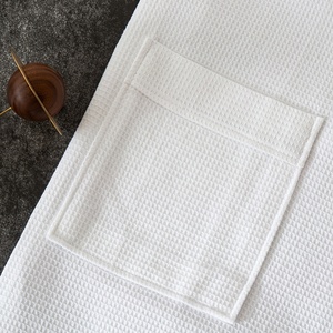 5-Star Hotel <strong>White</strong> <strong>Cotton</strong> <strong>Waffle</strong> <strong>Robe</strong>-Breathable Quick Dry Long Sleeve For Men Pockets Summer Use Hotels Guesthouses 750g Fabric - Product Image 4