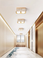 Plafonnier en pierre de grotte jaune style Wabi Sabi japonais, lampe de plafond créative en travertin pour hall d'entrée, maison d'hôtes, balcon, lumière neutre